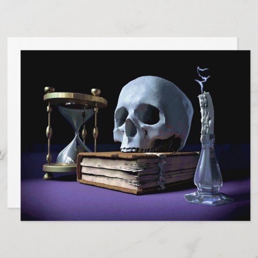 MORTALITY! (skull, tome, candle & hourglass) ~ (Front/Back)