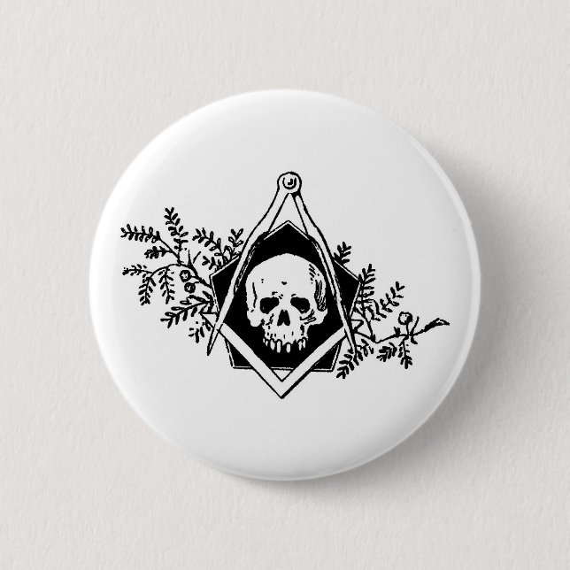 Mortality Square and Compasses Pinback Button (Front)