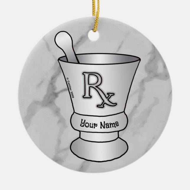 Mortar and Pestle   Ceramic Ornament (Front)