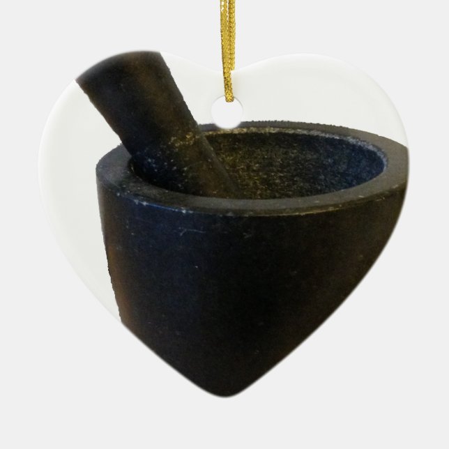 Mortar and Pestle Ceramic Ornament (Front)