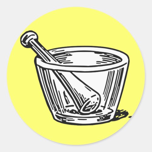 Mortar and Pestle Classic Round Sticker