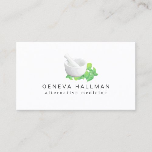 Mortar and Pestle Illustration Natural Health Business Card