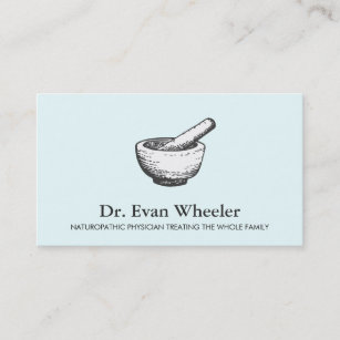 Mortar and Pestle Logo Naturopathic Doctor Blue Business Card