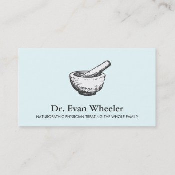 Mortar And Pestle Logo Naturopathic Doctor Blue Business Card by sm_business_cards at Zazzle