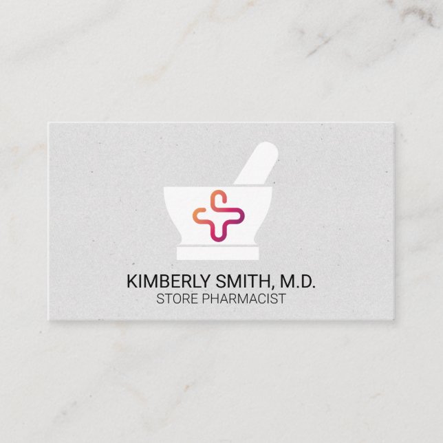 Mortar and Pestle | Pharmacist | Medicine Logo Business Card (Front)