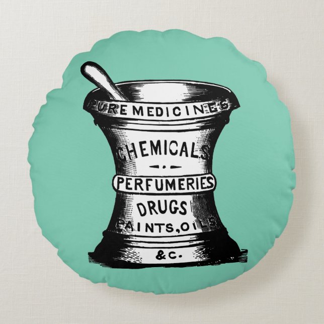 Mortar And Pestle Round Pillow (Front)