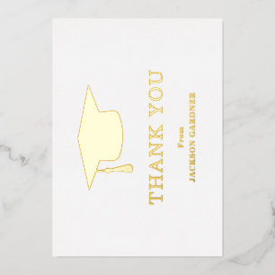 Mortar Board Gold Graduation Thank You Card