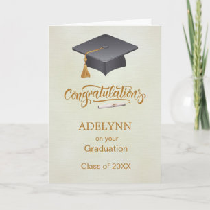 Mortar cap and diploma Graduation Congratulations Card