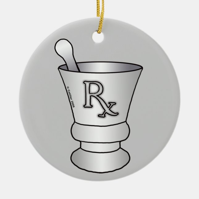 Mortar Pestle Ceramic Ornament (Front)