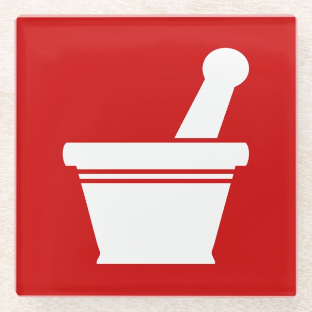 Mortar & Pestle Glass Coaster (Front)