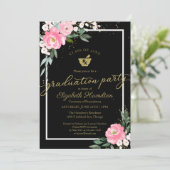 Mortar Pestle Pharmacy Grad Party Hot Pink Floral  Invitation (Standing Front)