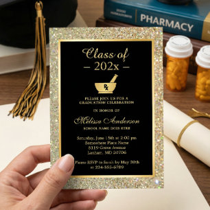 Mortar Pestle Pharmacy School Graduation Party Invitation