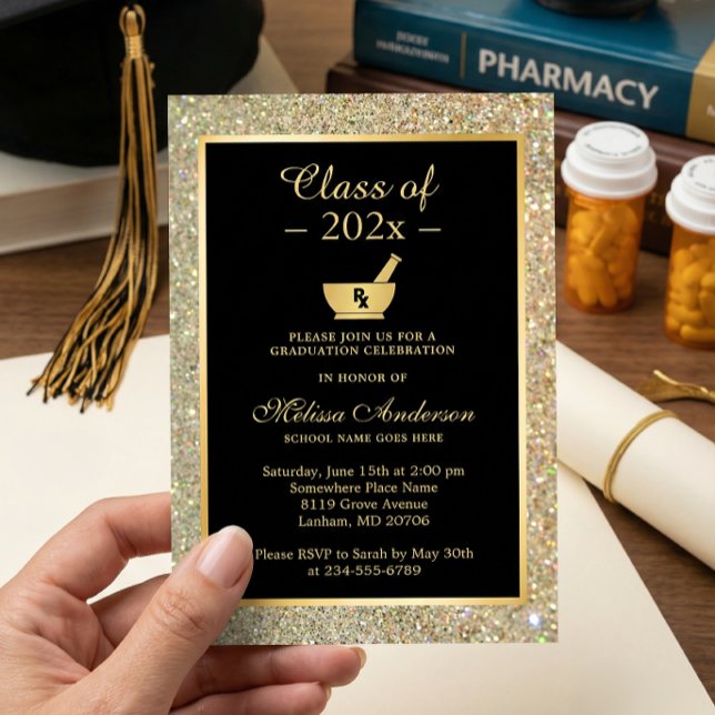 Mortar Pestle Pharmacy School Graduation Party Invitation (Creator Uploaded)