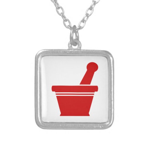 Mortar  Pestle Silver Plated Necklace