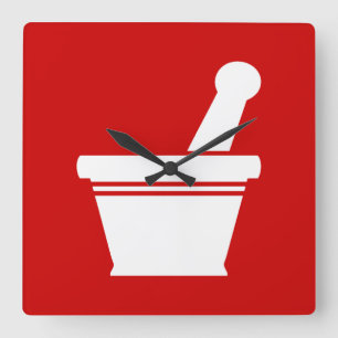 Mortar & Pestle Square Wall Clock