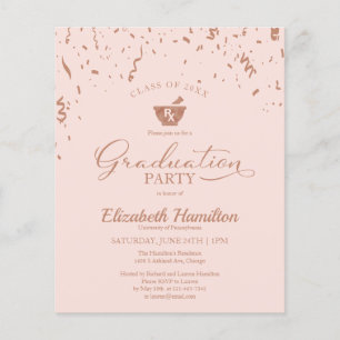 Mortar Pharmacy Grad Party Budget Invitation