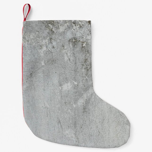 Mortar wall aged gray white black small christmas stocking (Front)