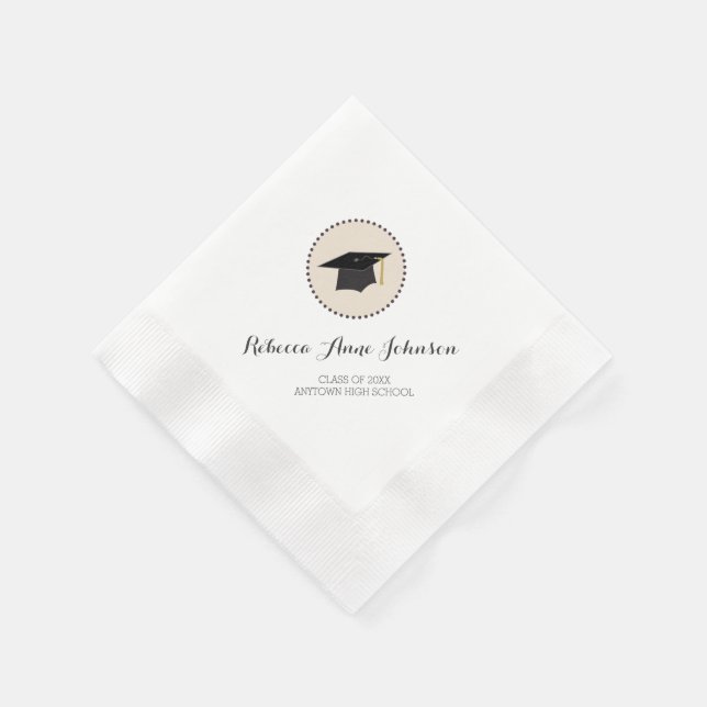 Mortarboard Customizable Graduation Napkins (Corner)