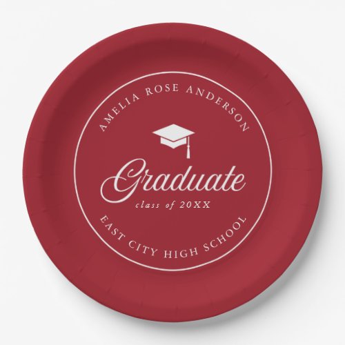 Mortarboard Script Editable Color Graduate Paper Plates