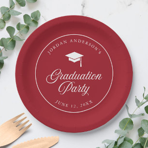 Mortarboard Script Editable Color Graduation Party Paper Plates