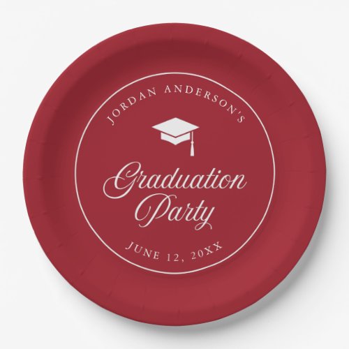 Mortarboard Script Editable Color Graduation Party Paper Plates