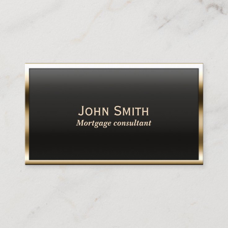 Mortgage Agent Modern Black & Gold Business Card | Zazzle