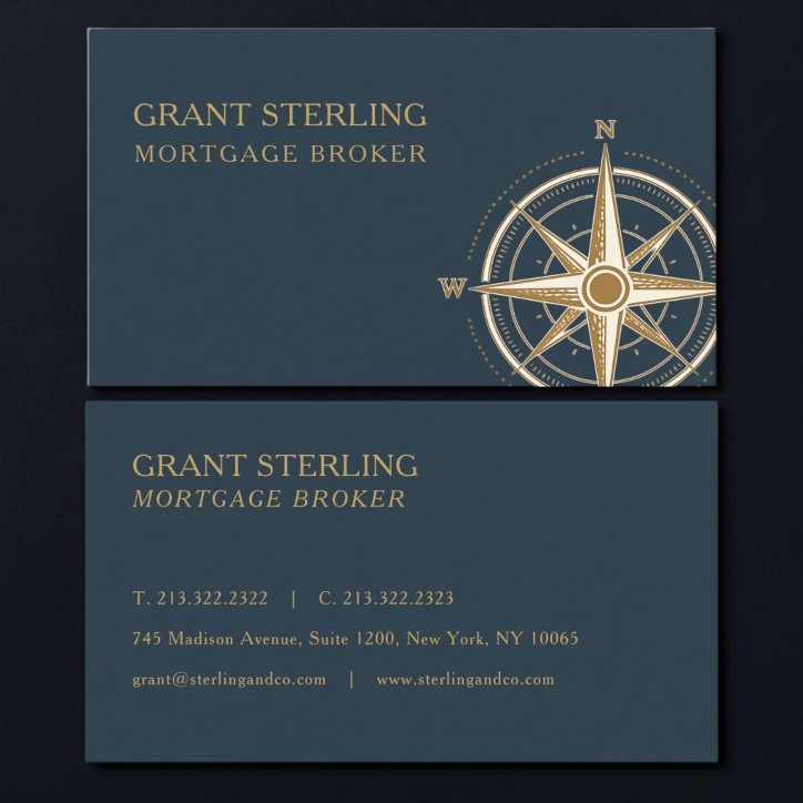 Mortgage Broker Nautical Compass Business Card