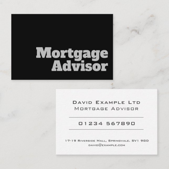 Mortgage Broker or Mortgage Advisor Business Card (Front/Back)