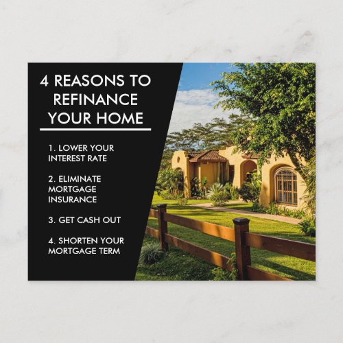 Mortgage Company Marketing 4 Reasons to Refinance  Postcard