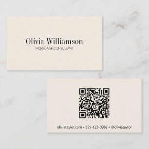 Mortgage Consultant Modern Minimal Professional QR Business Card