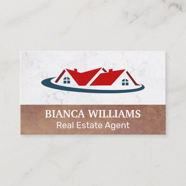 Mortgage House Real Estate logo | Marble Business Card (Front)