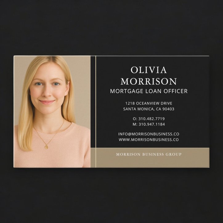 Mortgage Loan Officer Photo Black Gold Business Card