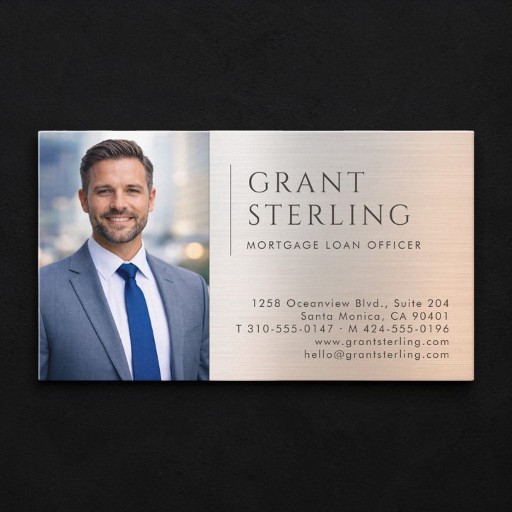 Mortgage Loan Officer Photo Metallic Business Card