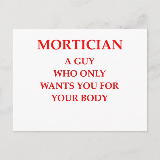 mortician joke postcard