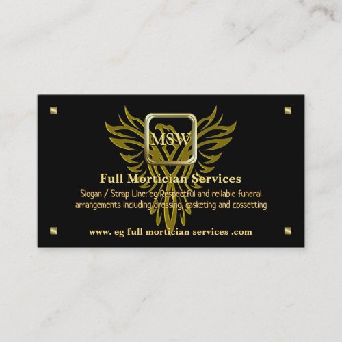 Mortician Service Golden Square Rising Phoenix Business Card