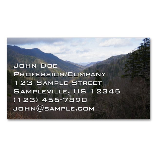 Morton Overlook at Great Smoky Mountains Business Card Magnet (Front)