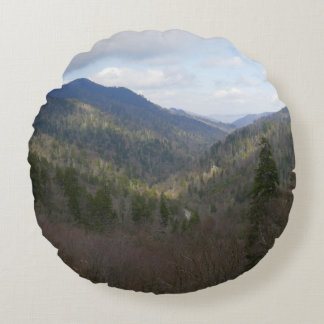 Morton Overlook at Great Smoky Mountains Round Pillow