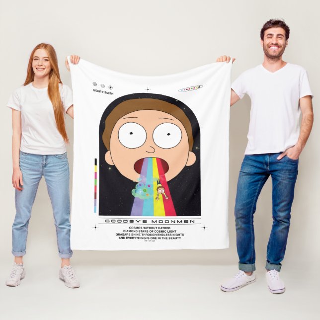 Morty Goodbye Moonmen Quote Graphic Fleece Blanket (In Situ)
