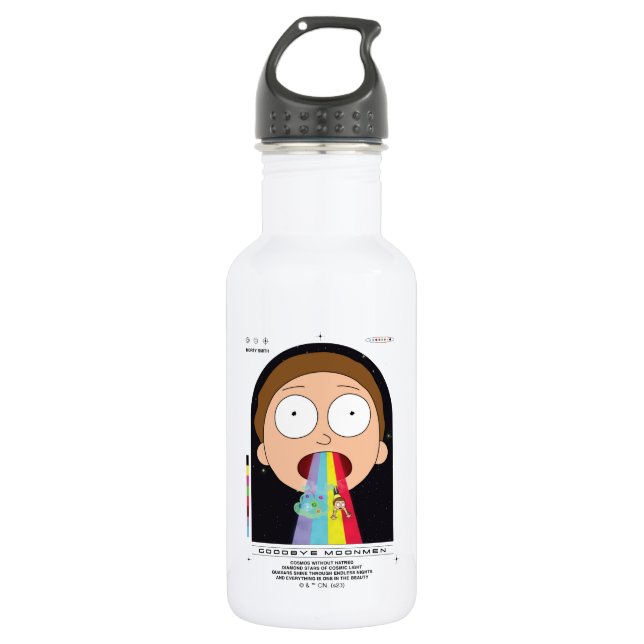 Morty Goodbye Moonmen Quote Graphic Stainless Steel Water Bottle (Front)