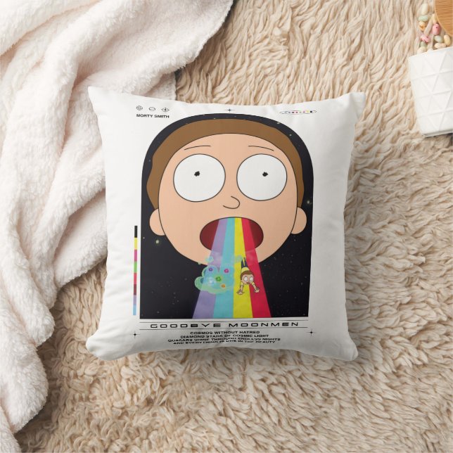 Morty Goodbye Moonmen Quote Graphic Throw Pillow (Blanket)