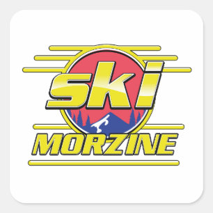 Morzine France Ski 80s logo Square Sticker