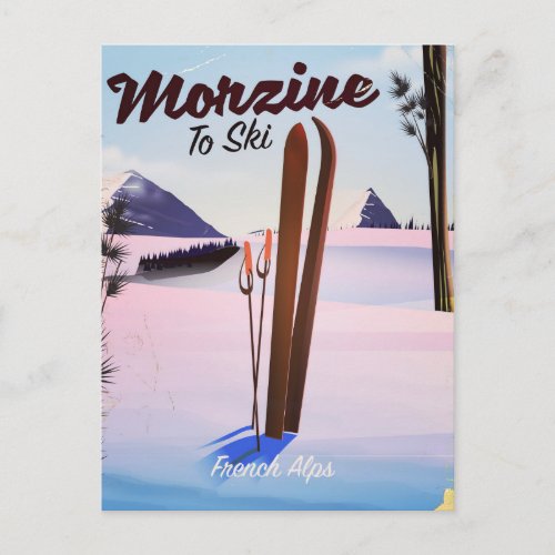 Morzine French Alps ski poster Postcard