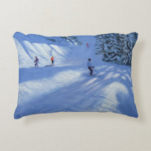 Morzine ski run decorative pillow