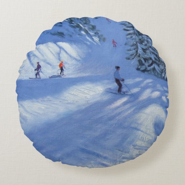 Morzine ski run round pillow (Front)