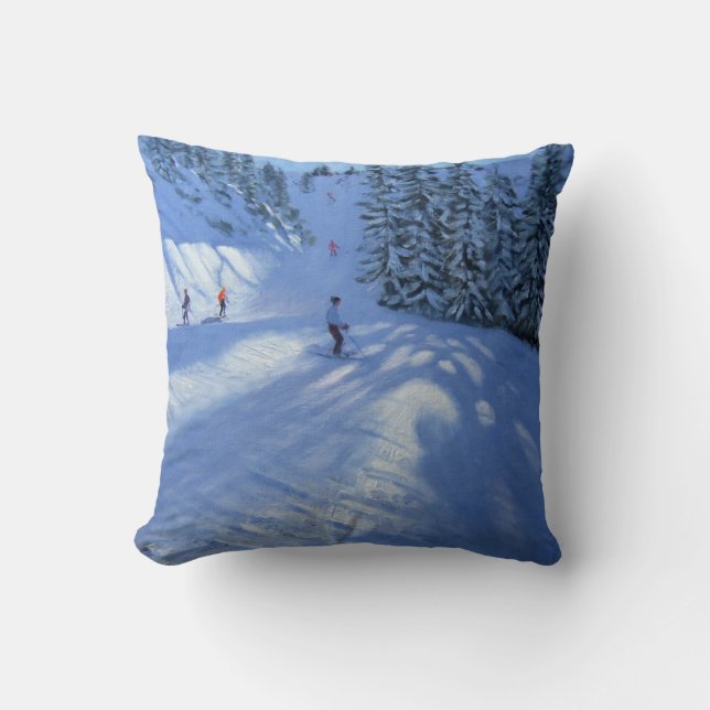 Morzine ski run throw pillow (Front)