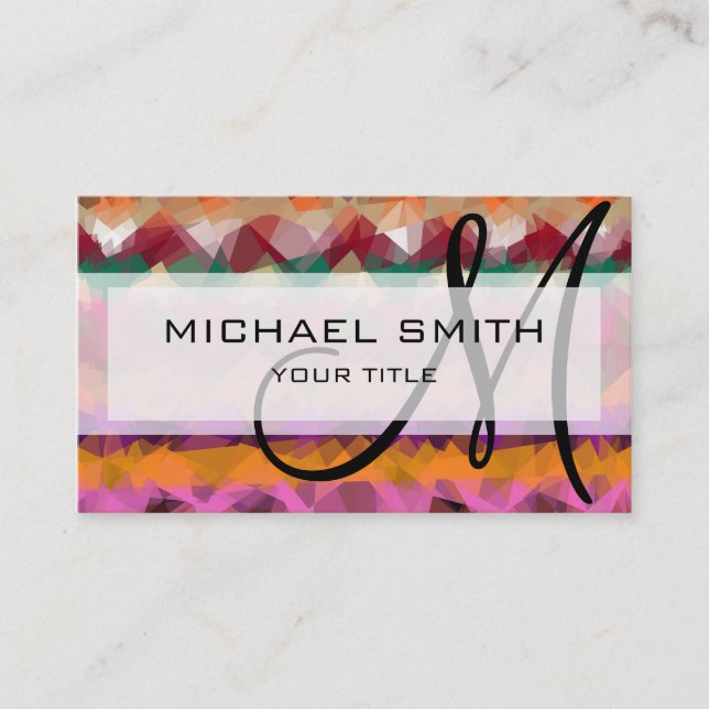 Mosaic Abstract Art Custom Monogram #30 Business Card (Front)