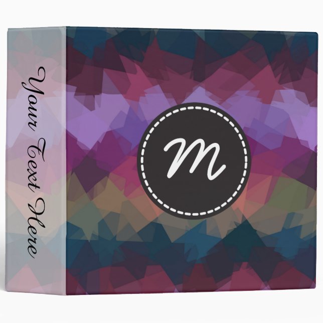 Mosaic Abstract Art Custom Monogram #6 3 Ring Binder (Front/Spine)