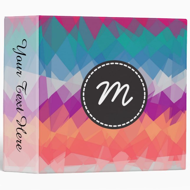 Mosaic Abstract Art Custom Monogram #99 3 Ring Binder (Front/Spine)