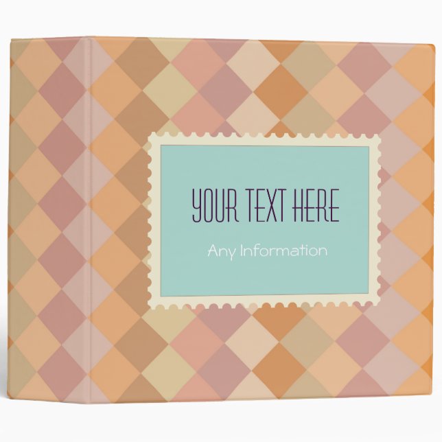 Mosaic Abstract Art | Modern Diamond Pattern 3 Ring Binder (Front/Spine)