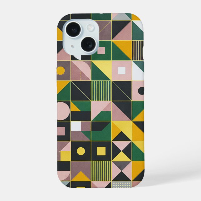Mosaic Abstract Geometric Pattern Design 1329 iPhone 15 Case (Back)